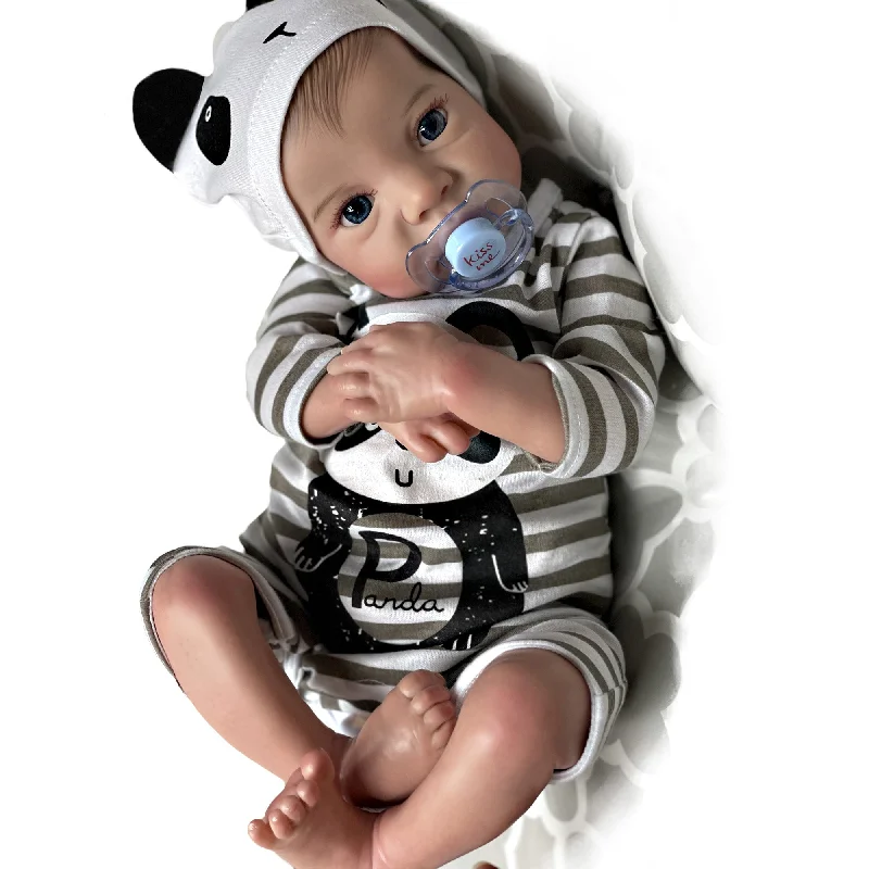 Adolly * Gallery  20 inch Lifelike Reborn Baby Doll Striped Clothes Name Caden