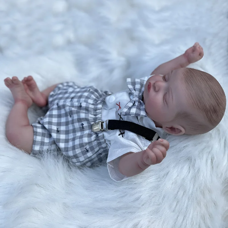 Adolly * Gallery 20 inch Reborn Baby Doll Plaid Bow Name Noah