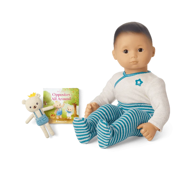 Bitty Baby® Doll #4 in Soft Blue + Bear Friend & Board Book