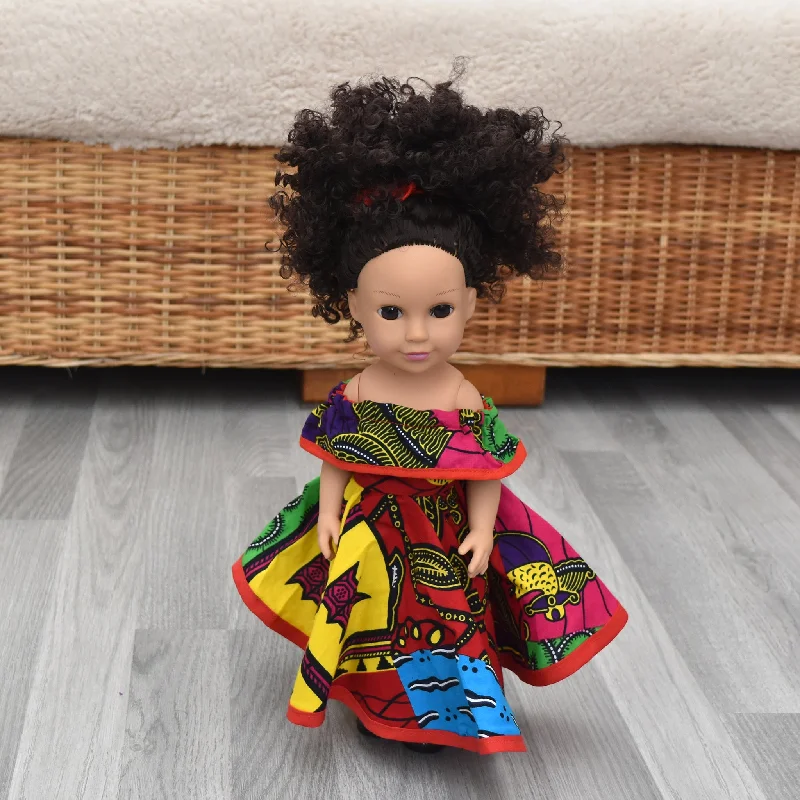 Black Doll - Afro Hair doll - Mix Race Doll - Afro Doll Ankara Doll Dress 14