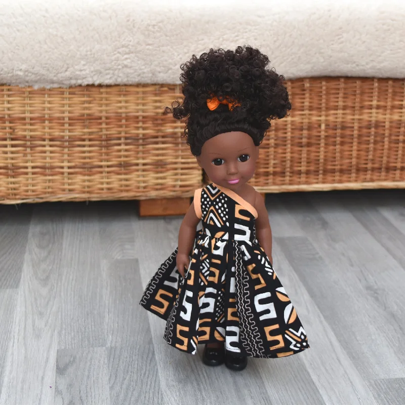 Black Doll - Afro Hair doll - Mix Race Doll - Afro Doll Ankara Doll Dress 17