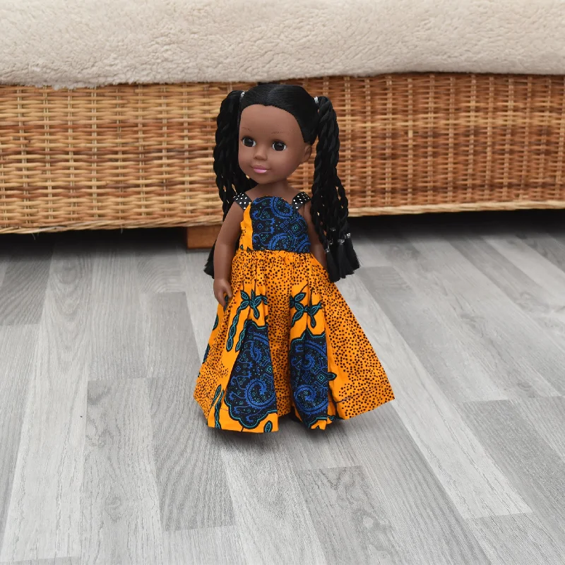 Black Doll - Afro Hair doll - Mix Race Doll - Afro Doll Ankara Doll Dress 11