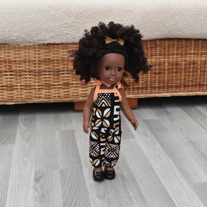 Black Doll - Afro Hair doll - Mix Race Doll - Afro Doll Ankara Doll Dress 10