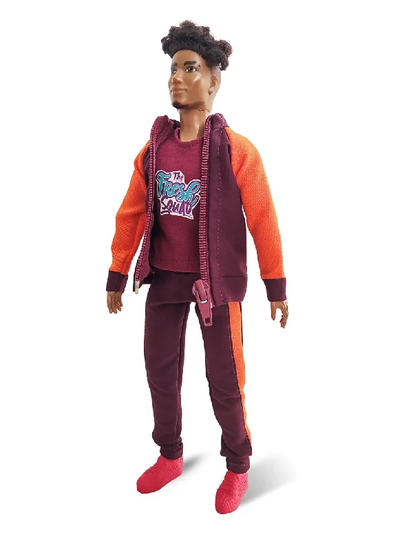 "New" Fresh Squad Fashion - Wine with Orange Stipe Track Suit