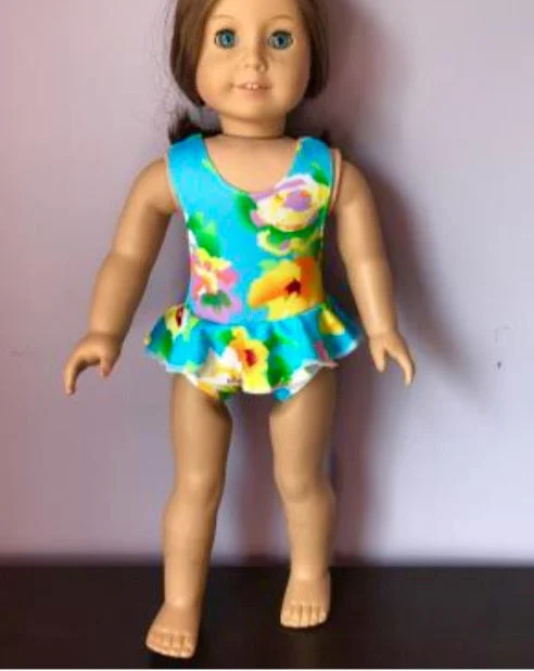 Doll Floral Bathing Suit and Beach Ball Set