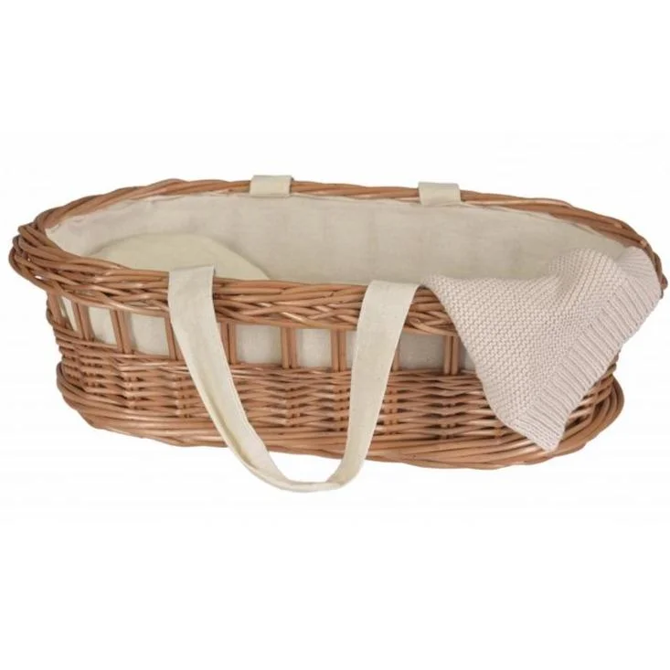 Dolls Wicker Carry Cot with Balnket