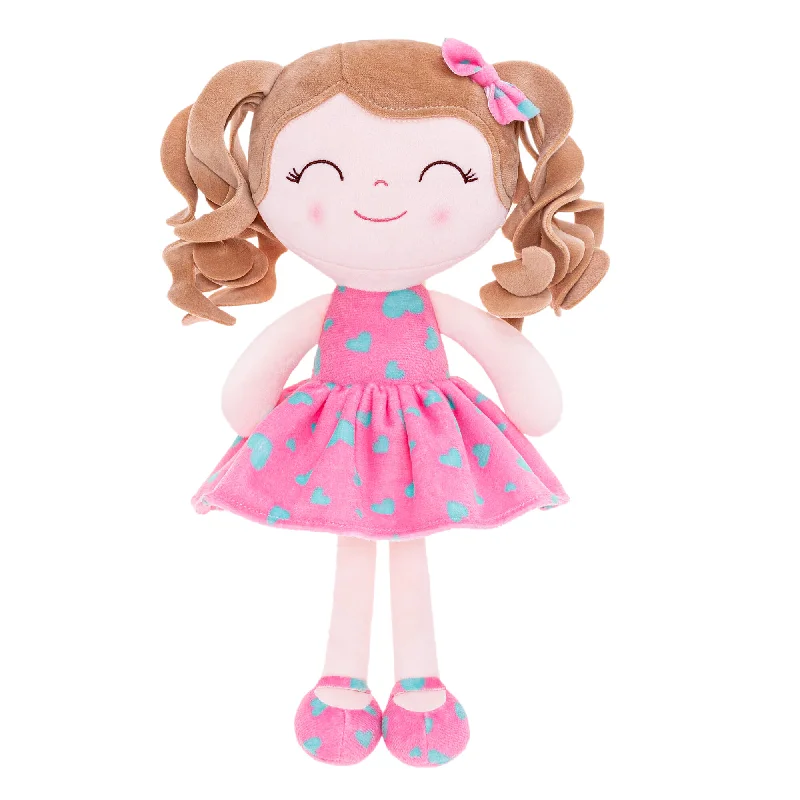 Gloveleya 12-inch Curly Hair Aqua Love Heart Dolls Pink Skirt