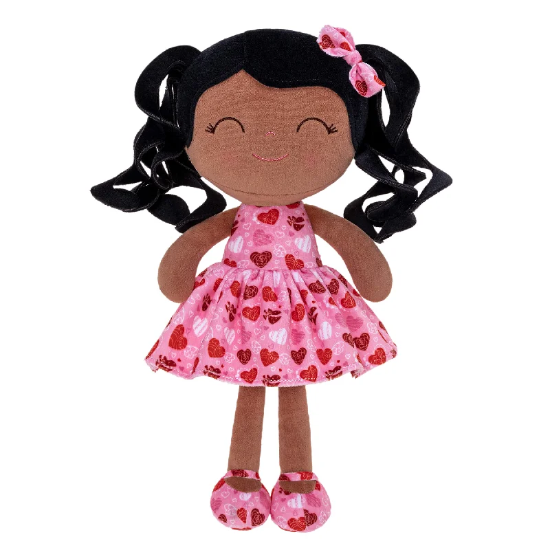 Gloveleya 12-inch Curly Hair Dolls Love Heart Dress Black Hair