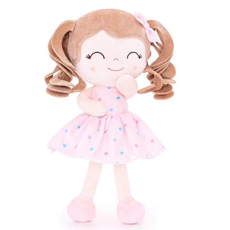 (US Only) Gloveleya 12-inch Curly Hair Dolls Love Heart Dress Pink