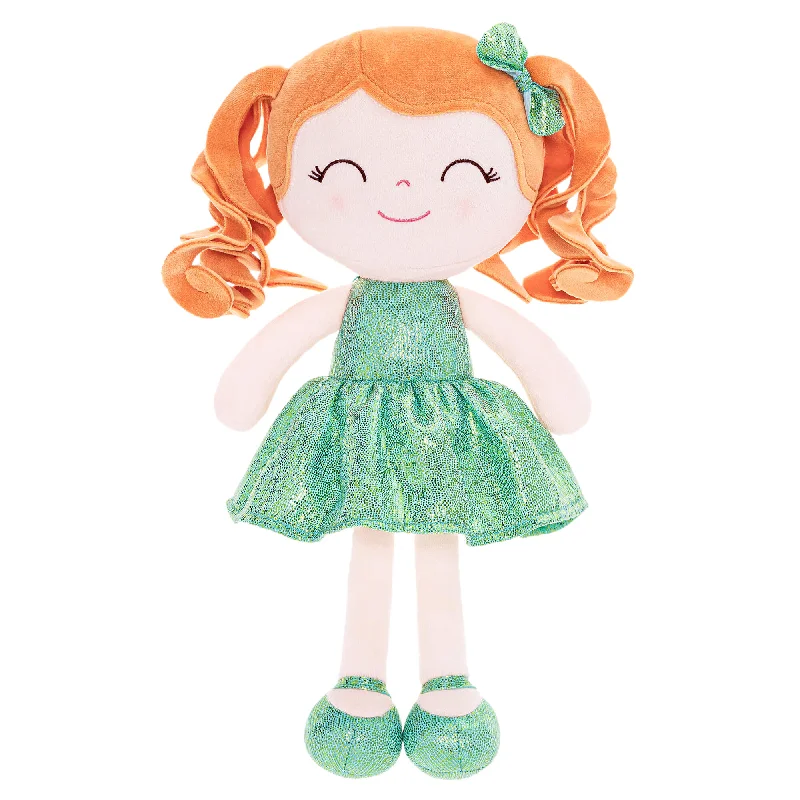 Gloveleya 12-inch Personalized Curly Hair Dolls Glitter Pinstripe Dress Green