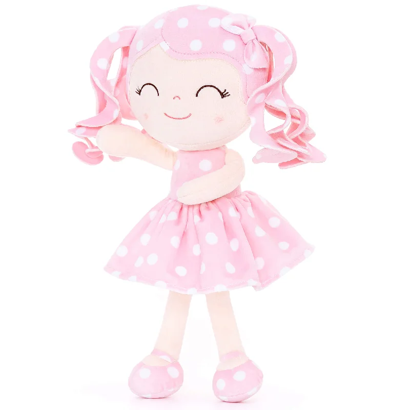 Gloveleya 12-inch Personalized Curly Hair Dolls Polka Dot Dress Pink