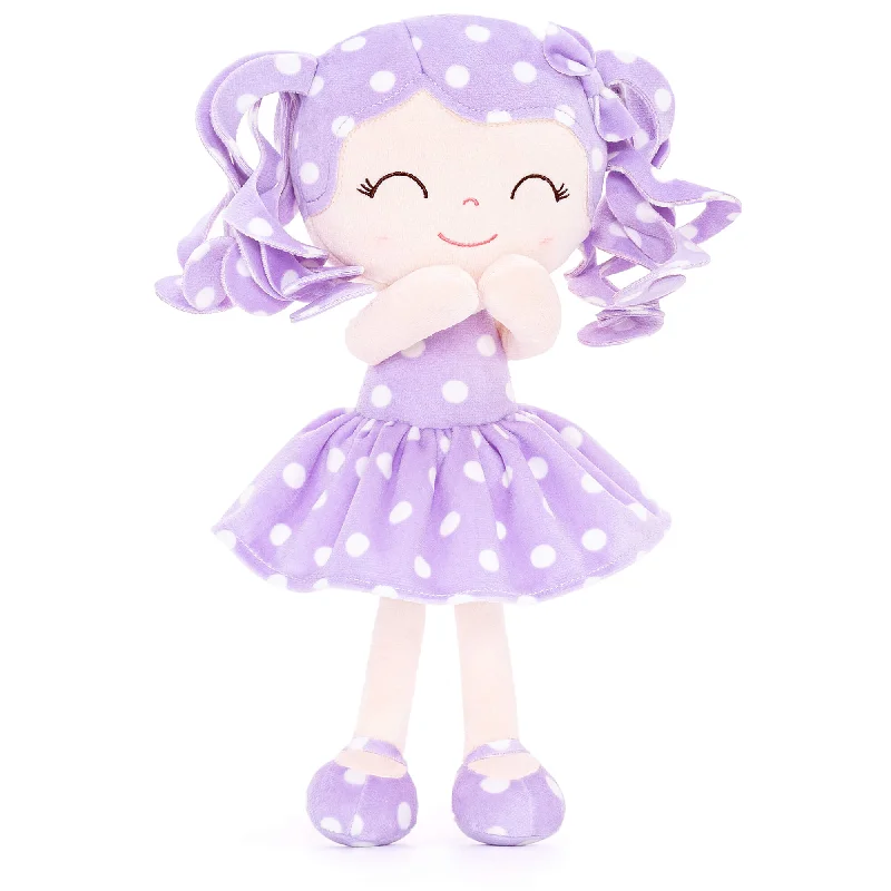 Gloveleya 12-inch Personalized Curly Hair Dolls Polka Dot Dress Purple