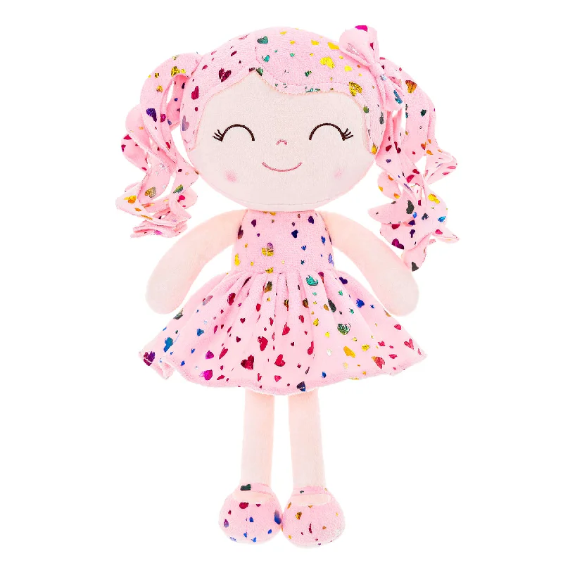 Gloveleya 12-inch Personalized Glitters Love Heart Girl Doll Coral Pink