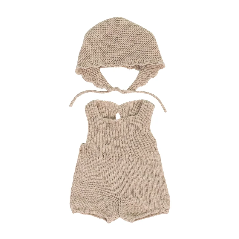 Dolls Knitted Romper  + Bonnet (38cm dolls)