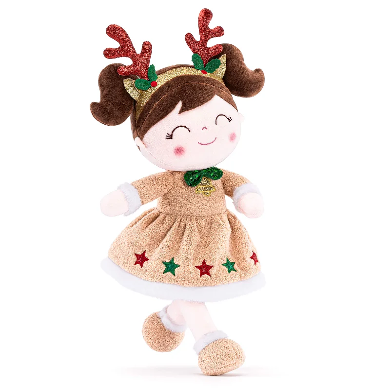 (Limited Edition) Gloveleya 16-inch Personalized Christmas Reindeer Doll Brown