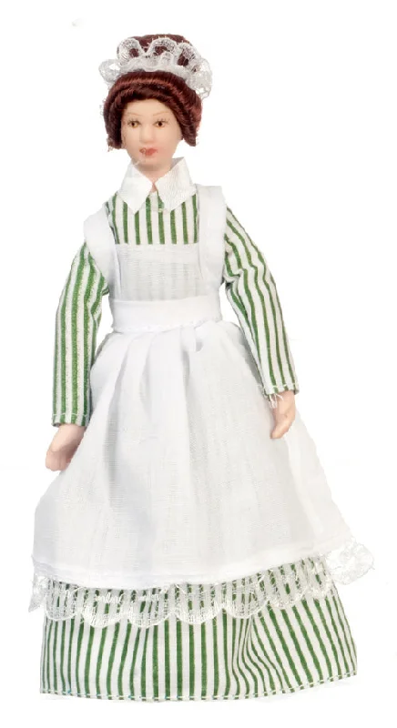 Maid Doll, Old Fashioned, Green and White Dress