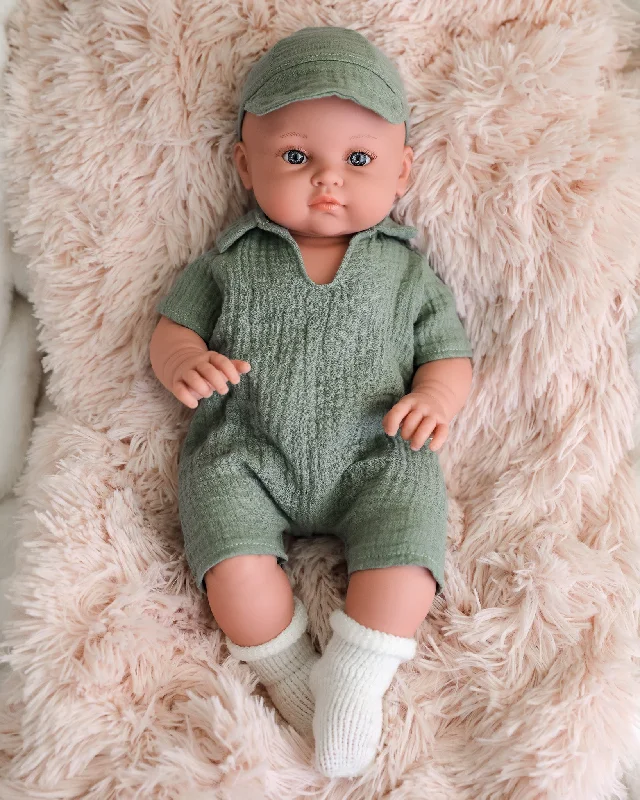 Minikane Doll | 18" Bambini Boy Doll Yann in Green Outfit