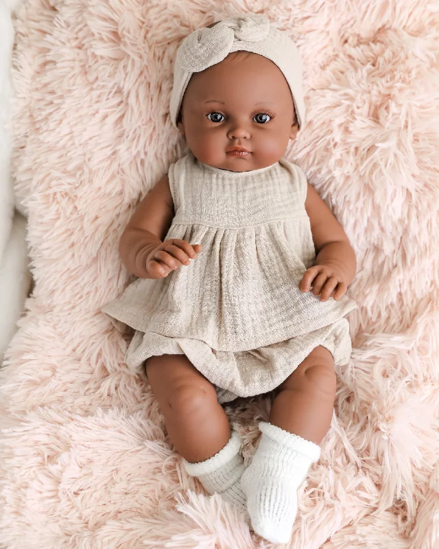 Minikane Doll | 18" Bambini Girl Doll Augustine in Linen Outfit