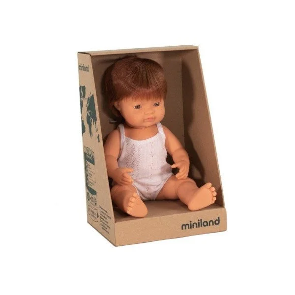 Miniland Doll - Anatomically Correct Baby Caucasian Boy Red Hair 38cm