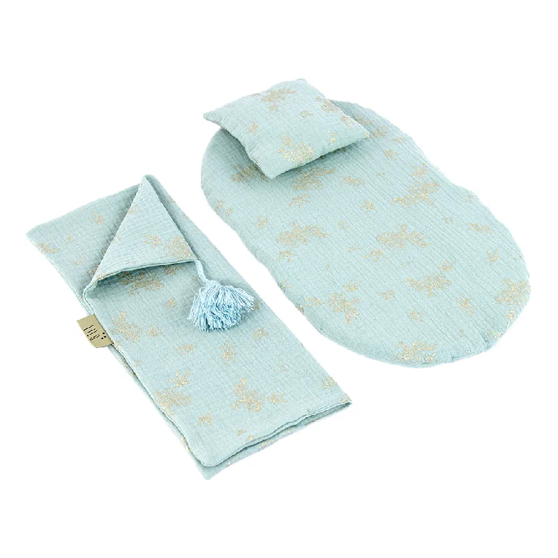 Muslin Doll Pram Bedding - Mint