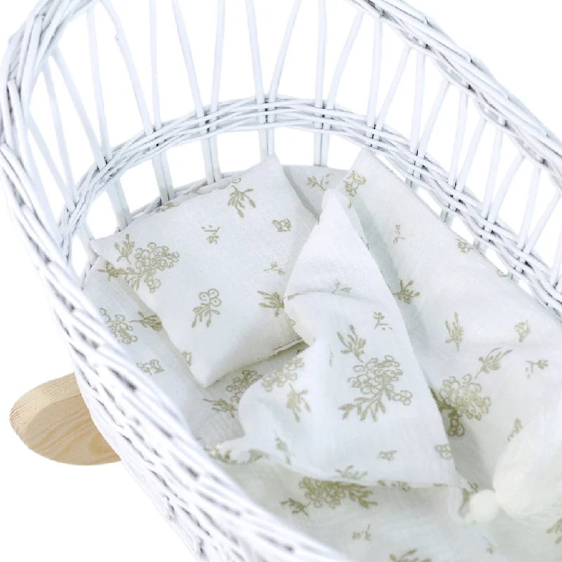 Muslin Doll Pram Bedding - White