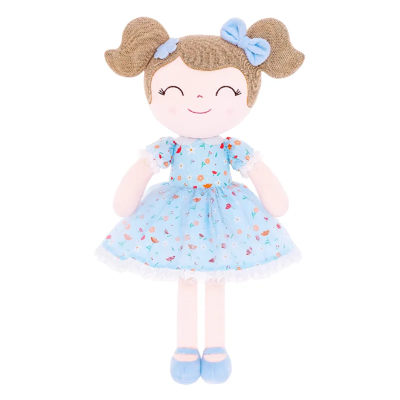 Gloveleya 16-inch Personalized Floral Flower Girls Blue Dolls