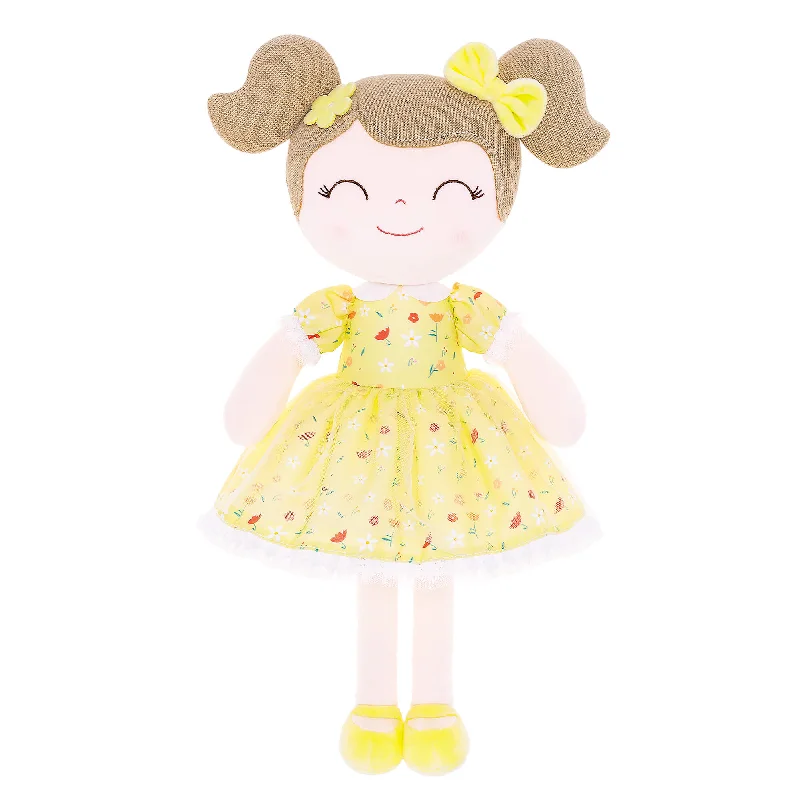 Gloveleya 16-inch Personalized Floral Flower Girls Doll Yellow