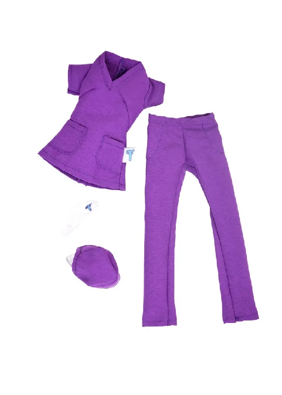 "NEW" "FRESH MD" Female Doll Scrubs Set – Purple Passion Fashion Pack