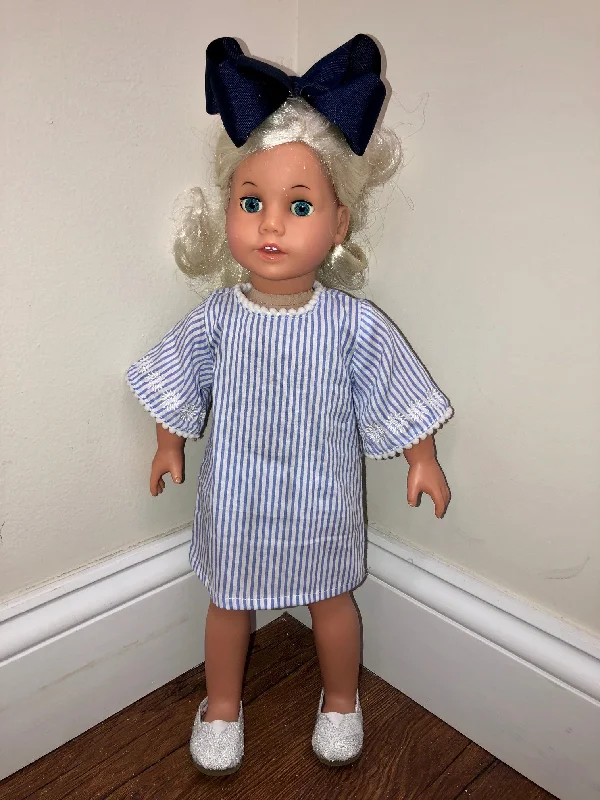 The Bayly Doll Dress in Blue and White