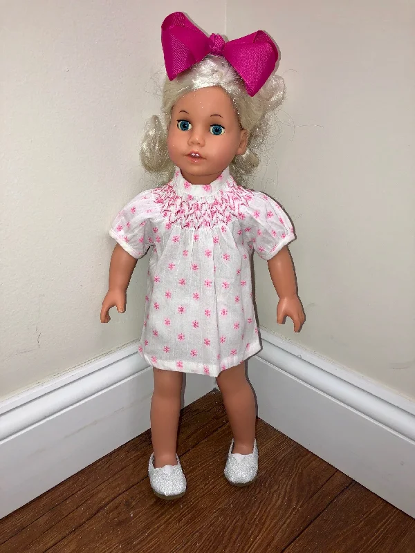 The Michelle Doll Dress in Pink and White