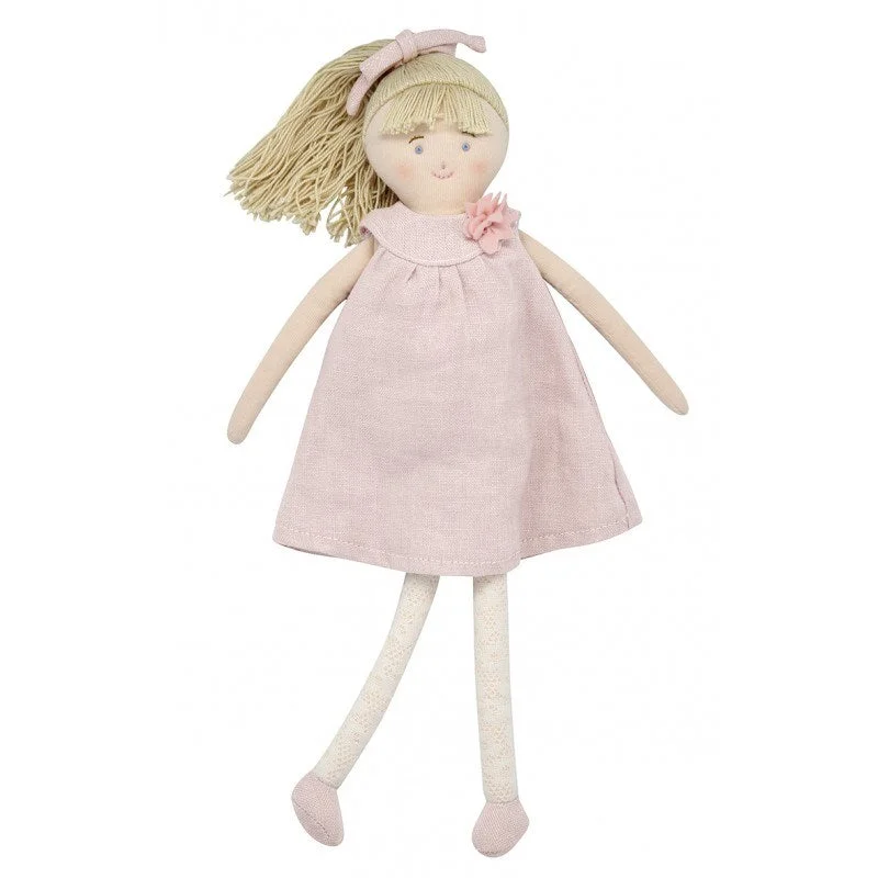 xTrousselier TRSV101864 Doll with Grey Pouder Pink Linen dress 30Cm