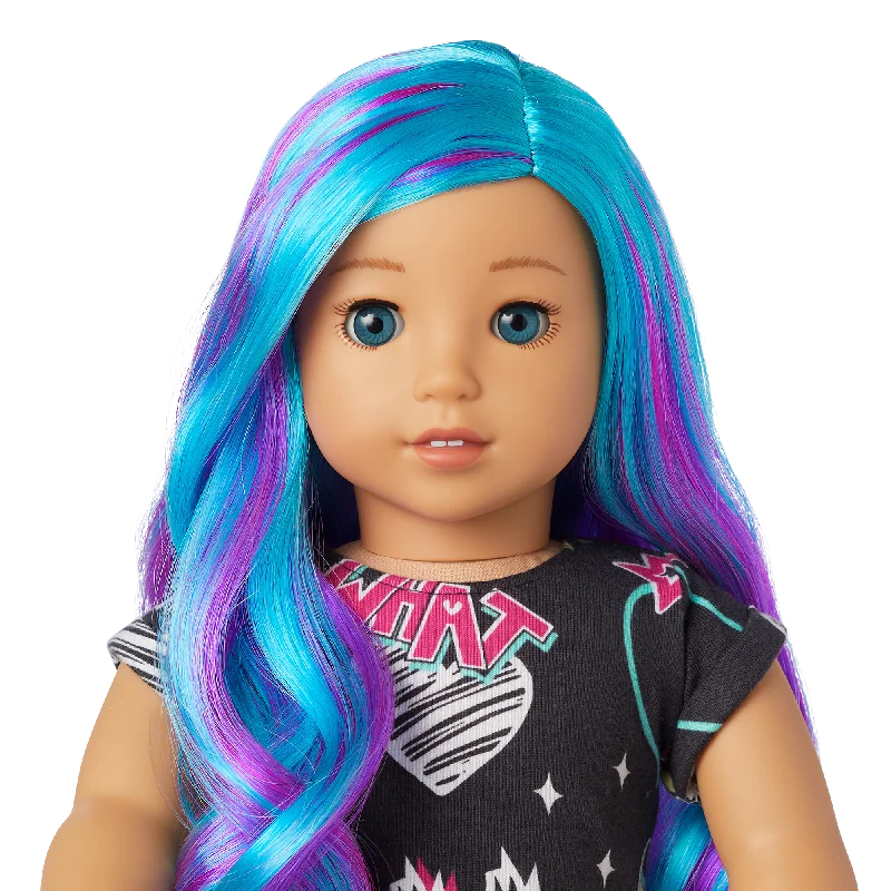 Truly Me™ 18-inch Doll #119 with wavy blue-and-purple hair