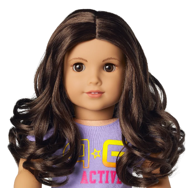 Truly Me™ 18-inch Doll #121 with curly dark-brown hair