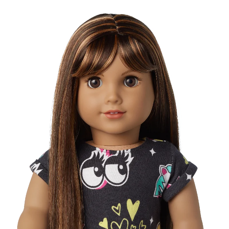 Truly Me™ 18-inch Doll #122 with straight dark-brown hair