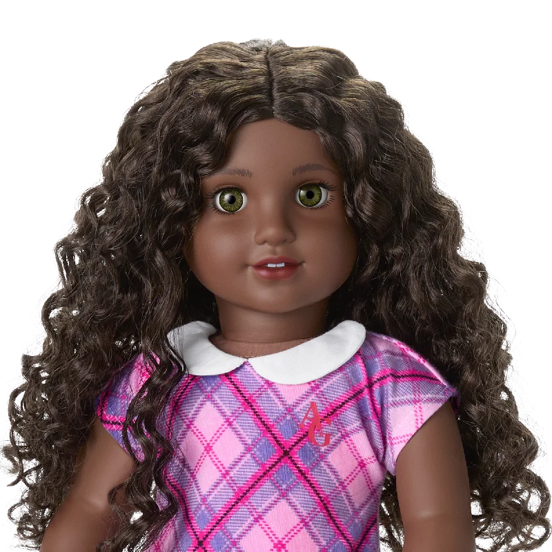 Truly Me™ 18-inch Doll #127 with curly dark-brown hair