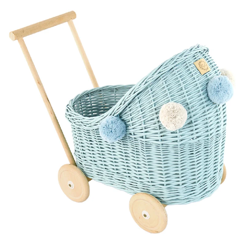 Wicker Dolls Pram - Dirty Mint