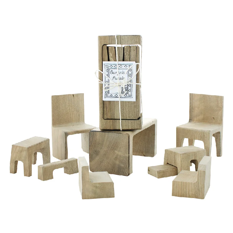 Doll House Furniture Puzzle Set - 9 Pieces (Walnut)