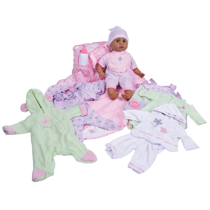 Dark Skin 16" Baby Doll with Outfits & Accessories