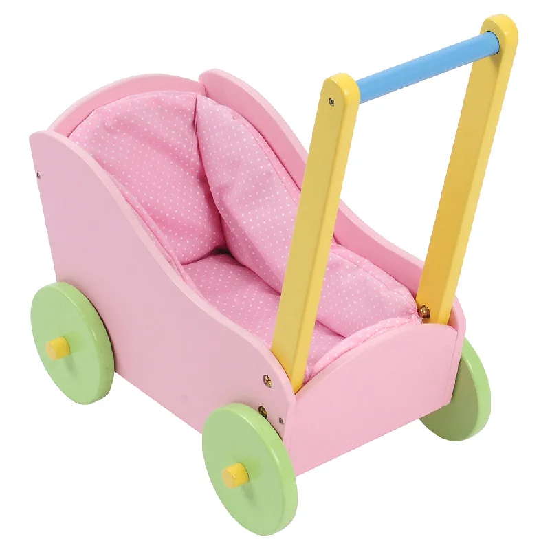 Wooden Doll Carriage with Soft Lining | For 12-15 Inch Dolls