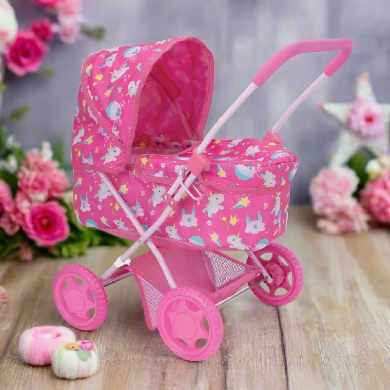 Baby Chic Junior Sweetie Dolls Pram with Unicorn Pattern