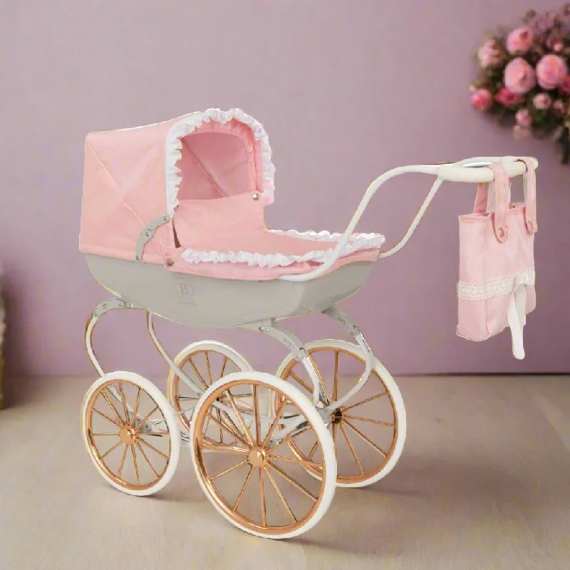 Bella Rosa Cambridge Carriage Dolls Pram - Pink & Rose Gold