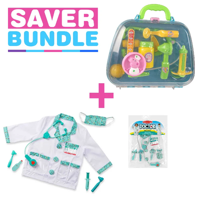 Melissa and Doug Doctor Fancy Dress + Peppa Pig's Medic Nurse Playset - Bundle